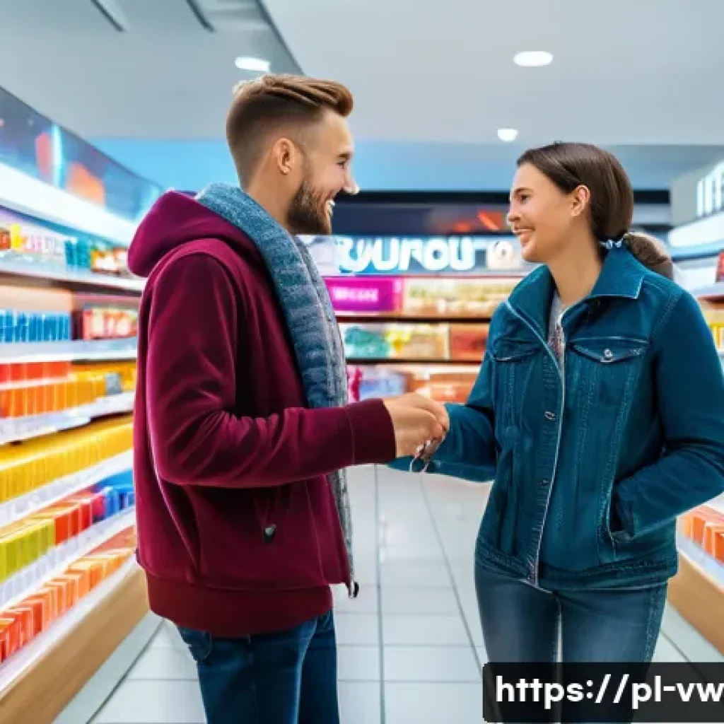 소비자 심리 관리의 필요성과 이점 - A vibrant and modern Polish shopping mall scene with diverse consumers happily engaging with colorfu...