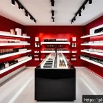 Home 22 소비자 구매 여정에서의 심리적 터치포인트 - A modern Polish boutique cosmetics store interior, featuring elegant product displays with eye-catch...