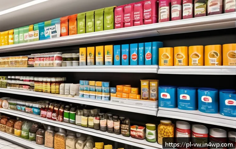 소비자 심리와 구매 결정 과정의 심리적 요인 - A modern retail shelf in a Polish grocery store, showcasing a variety of products with elegant, mute...